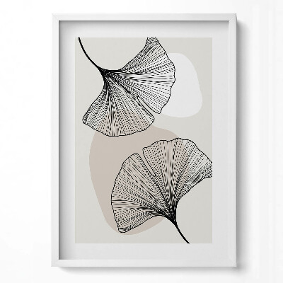 Tablou rama modern Frunze liniare de ginkgo în stil boho