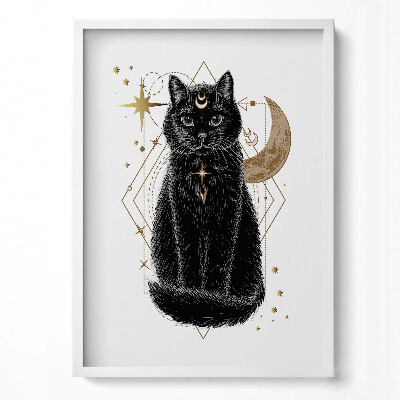 Tablou living cu rama modern Pisica Neagră Magică și Spațiul