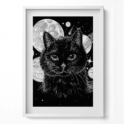 Tablou rama modern Pisica Neagră Magică și Spațiul