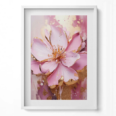 Tablou living cu rama modern Floare pictată romantic în aur