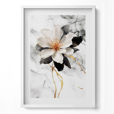 Tablou living cu rama modern Compoziție de marmură și flori