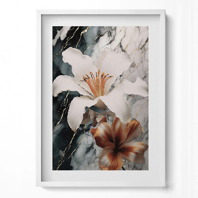 Tablou rama modern Compoziție de marmură și flori