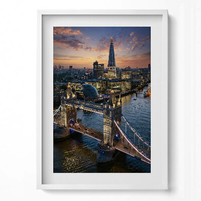 Tablou living cu rama modern Podul Londrei seara, din vedere de sus