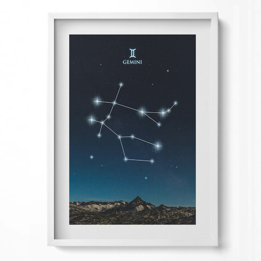 Tablou living cu rama modern Constelația zodiacală Gemeni