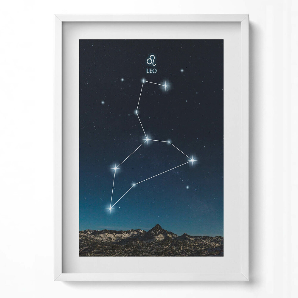 Tablou living cu rama modern Constelația zodiacală Leu