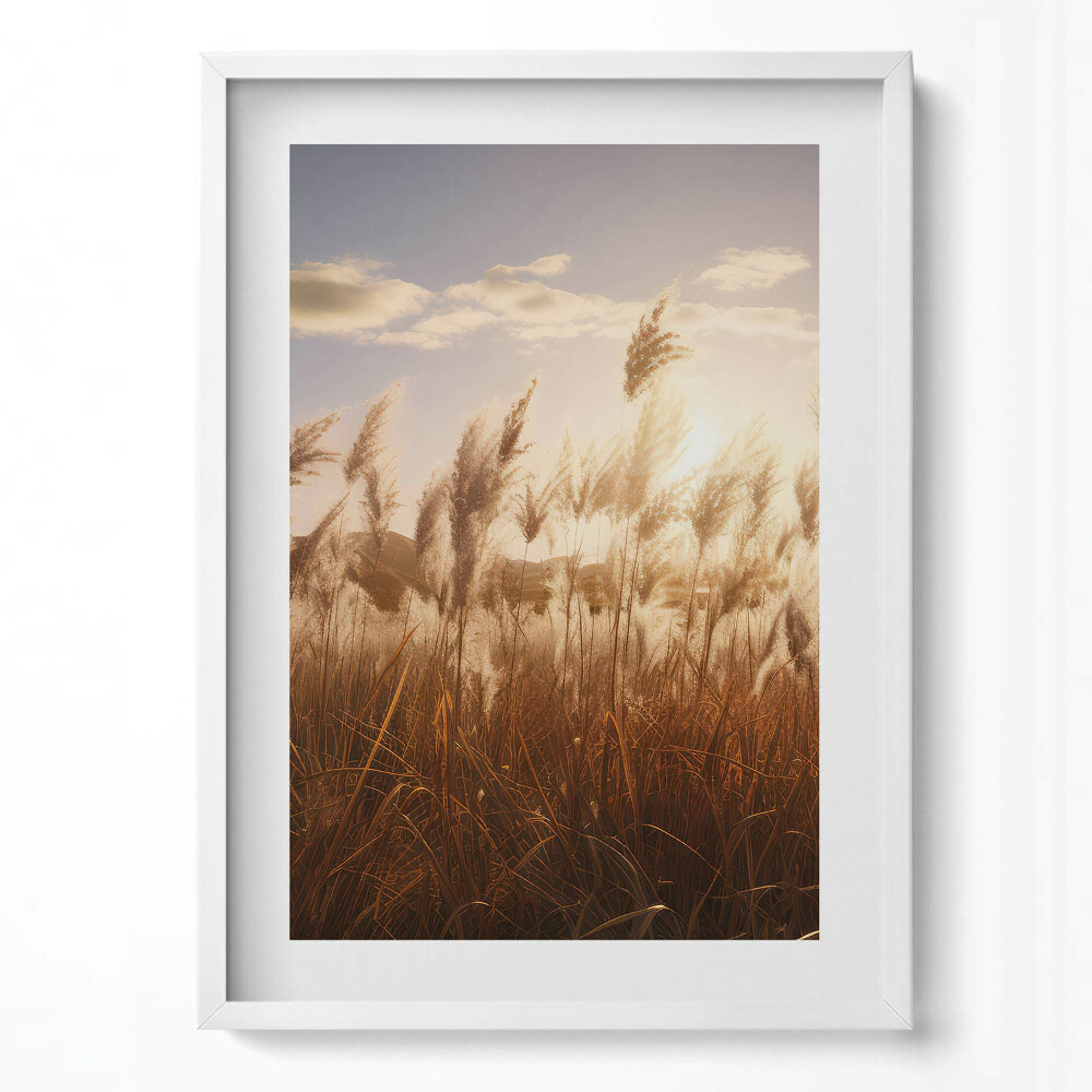 Tablou rama modern Apus de soare romantic peste iarbă