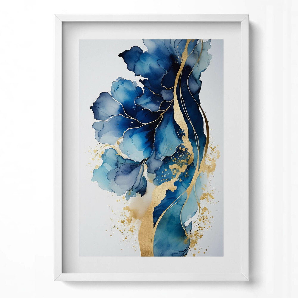 Tablou rama modern Pictură abstractă cu plante în aur