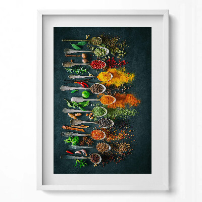 Tablou living cu rama modern Linguri cu condimente colorate