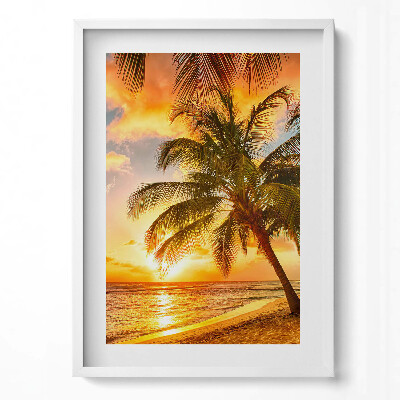 Tablou rama modern Palmier pe plajă la apus
