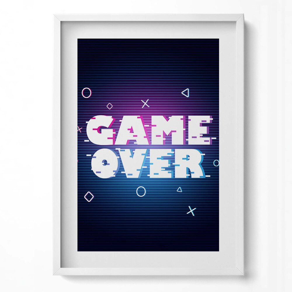 Tablou living cu rama modern Inscripție stilizată pentru jucător «Game over»