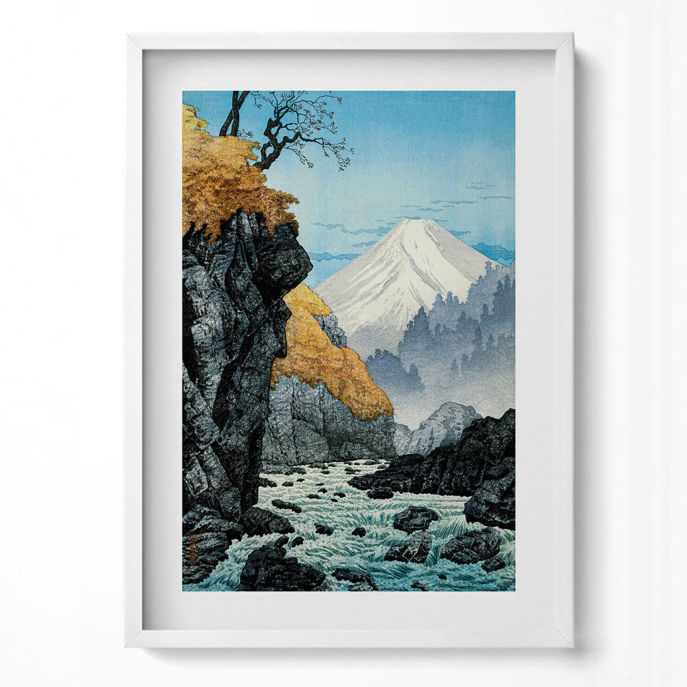 Tablou living cu rama modern Schiță japoneză a Muntelui Fuji