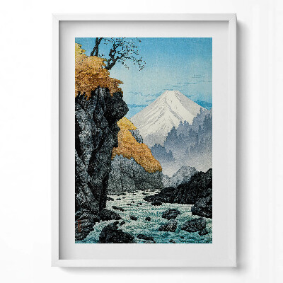 Tablou living cu rama modern Schiță japoneză a Muntelui Fuji