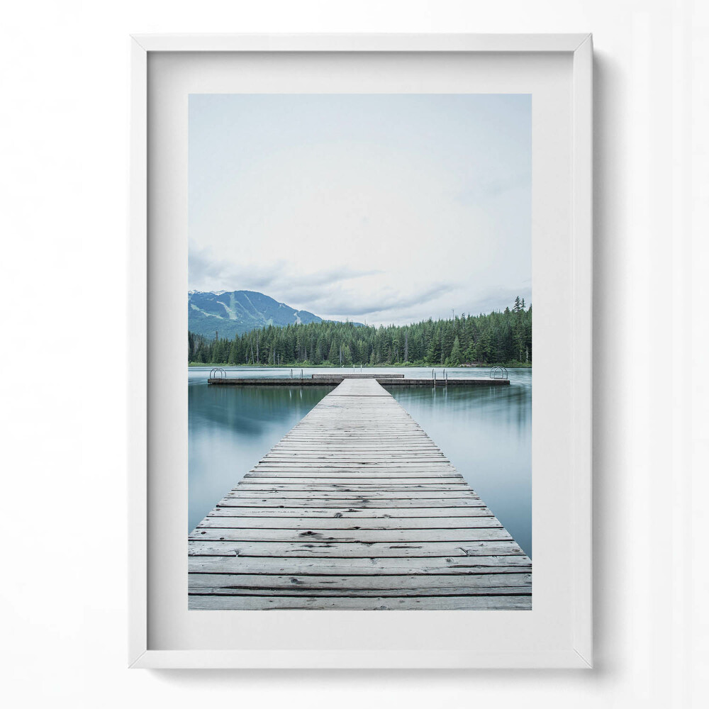 Tablou rama modern Debarcader de lemn pe un lac din munți