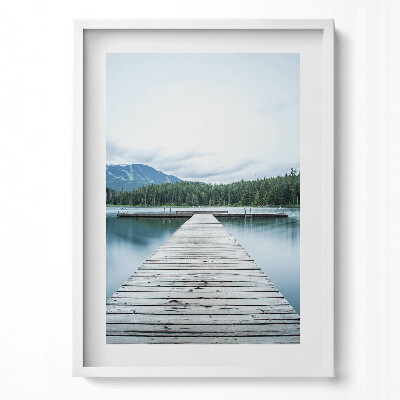 Tablou rama modern Debarcader de lemn pe un lac din munți