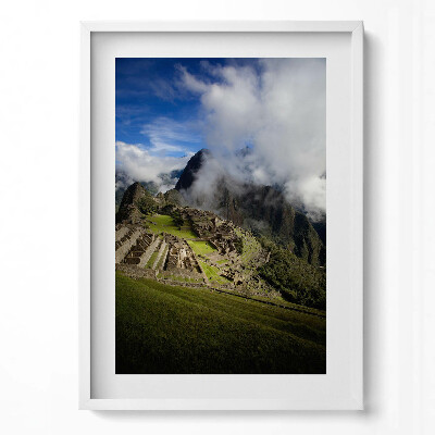 Tablou living cu rama modern Dealuri verzi în nori