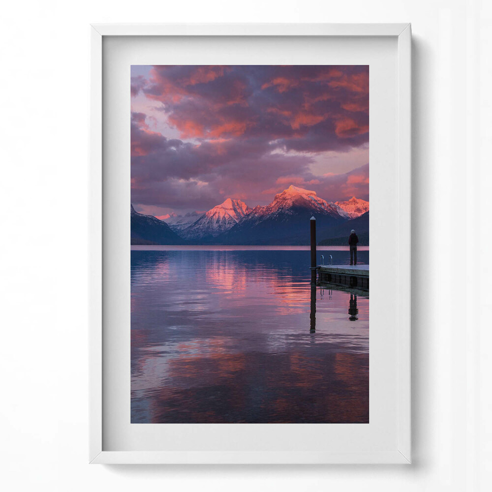 Tablou rama modern Munți și nori lac