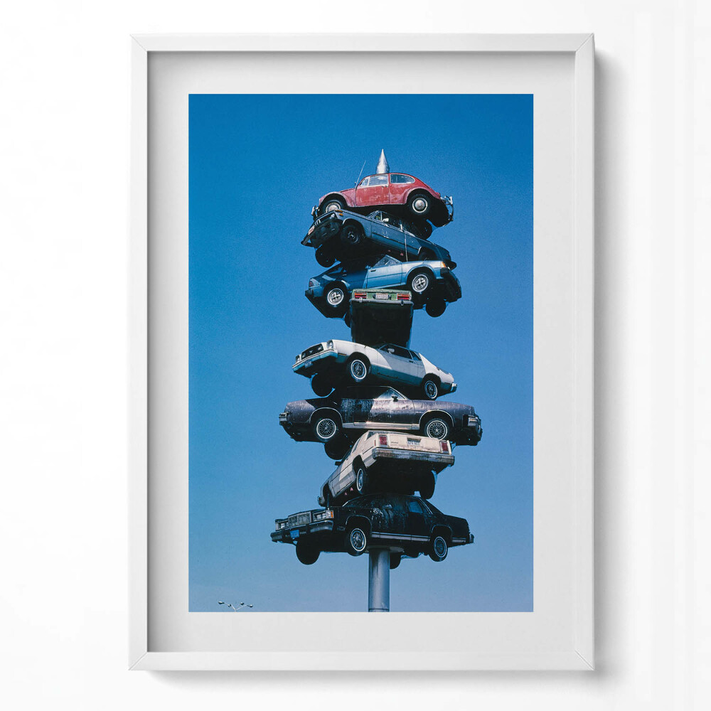 Tablou living cu rama modern Mașini străpunse de țăruși