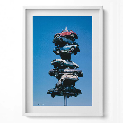 Tablou living cu rama modern Mașini străpunse de țăruși