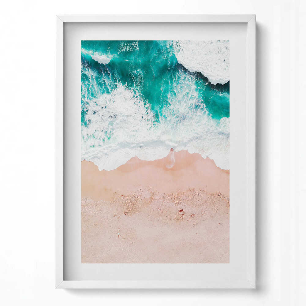 Tablou rama modern Valurile mării pe plajă din vedere de pasăre