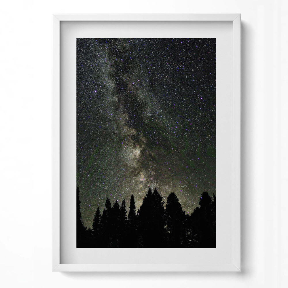 Tablou living cu rama modern Cer înstelat peste pădure