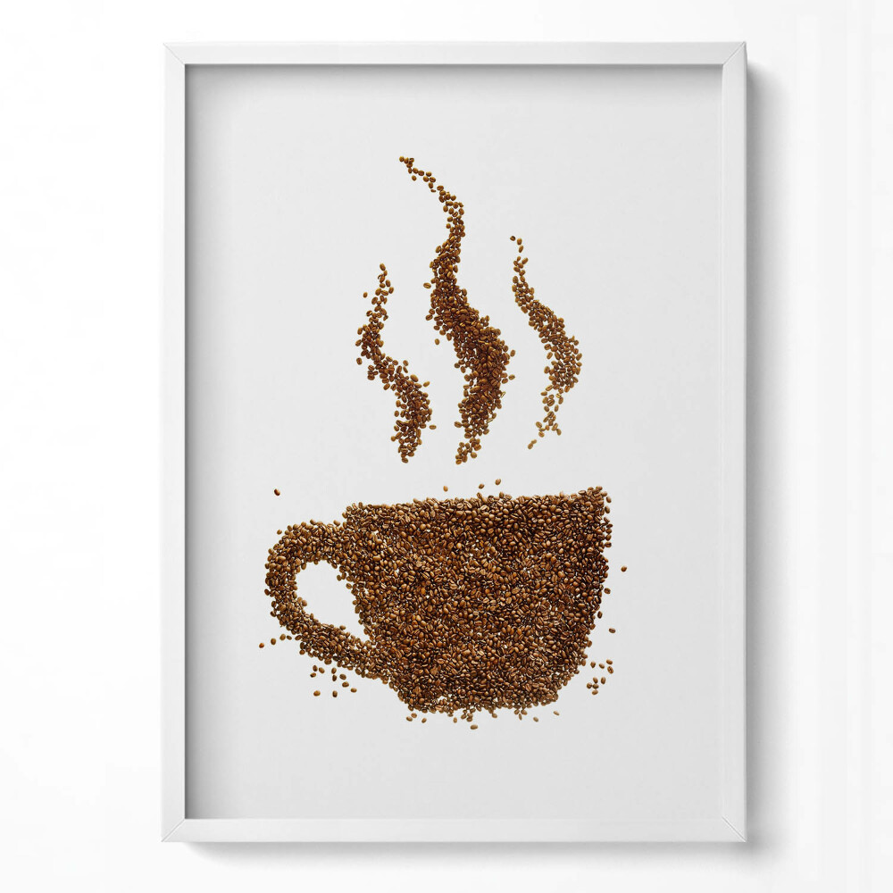 Tablou rama modern O ceașcă de boabe de cafea