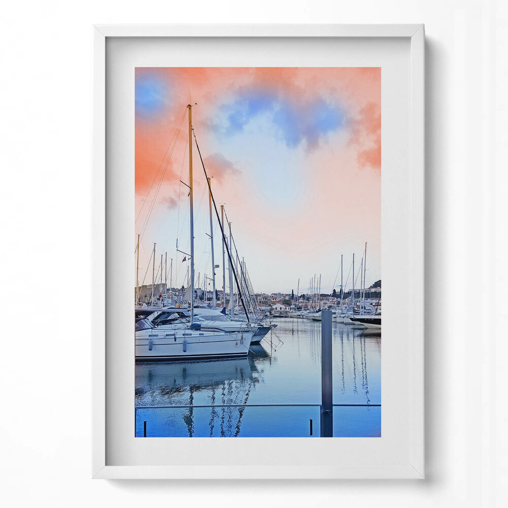 Tablou living cu rama modern Peisaj cu bărci pe lac