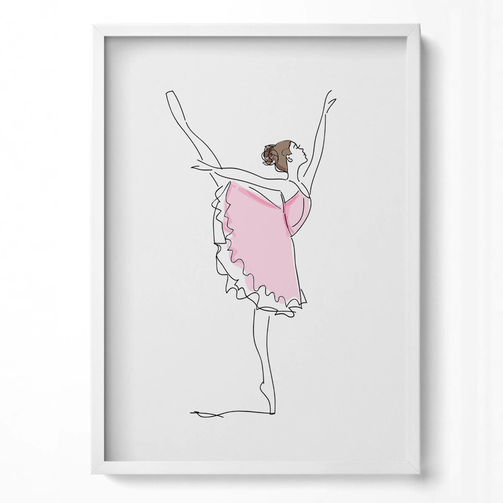 Tablou rama modern Artă liniară a unei balerine dansând