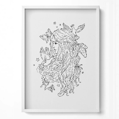 Tablou living cu rama modern Ilustrație artistică liniară pentru fete