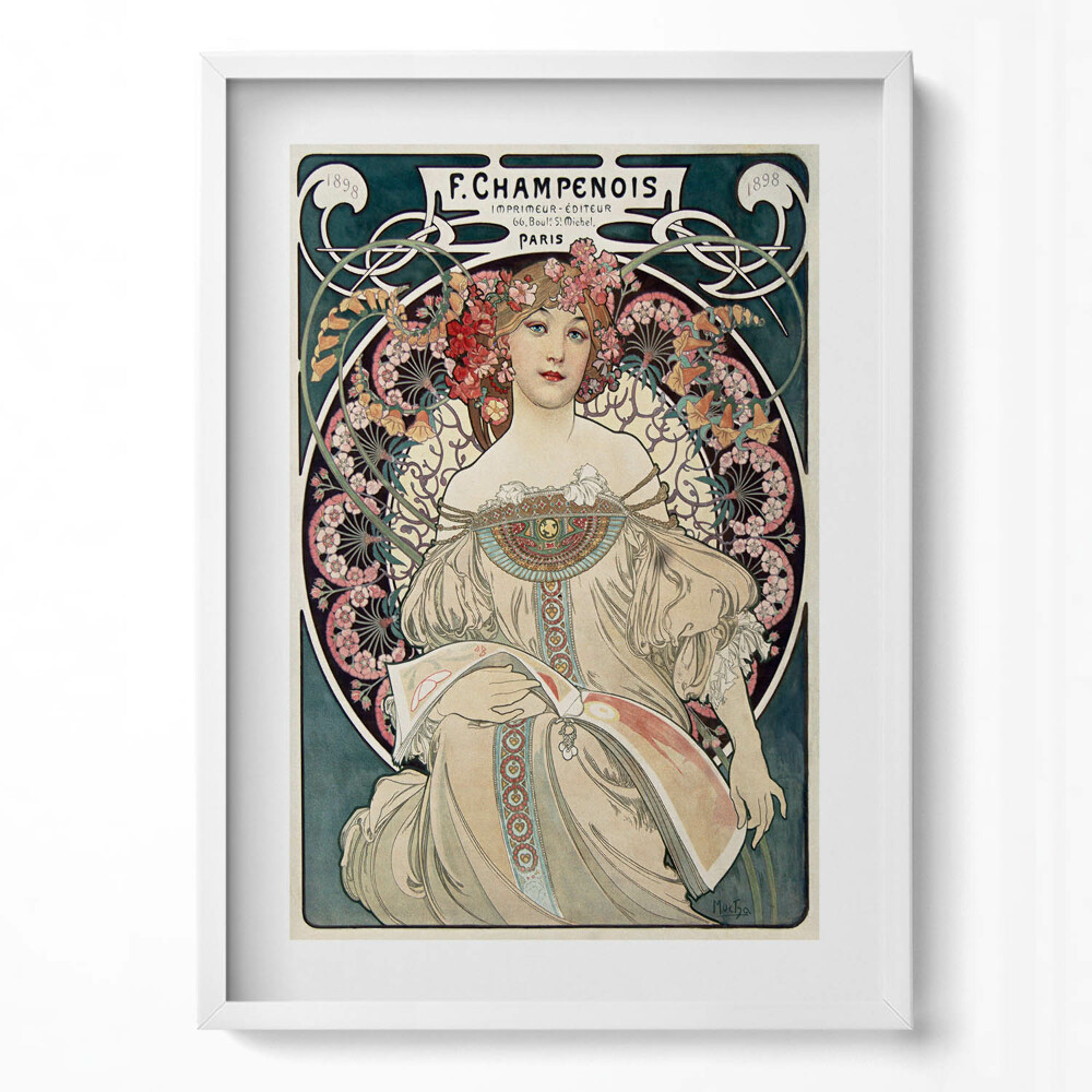 Tablou rama modern Ilustrație a unei femei - Alfons Mucha