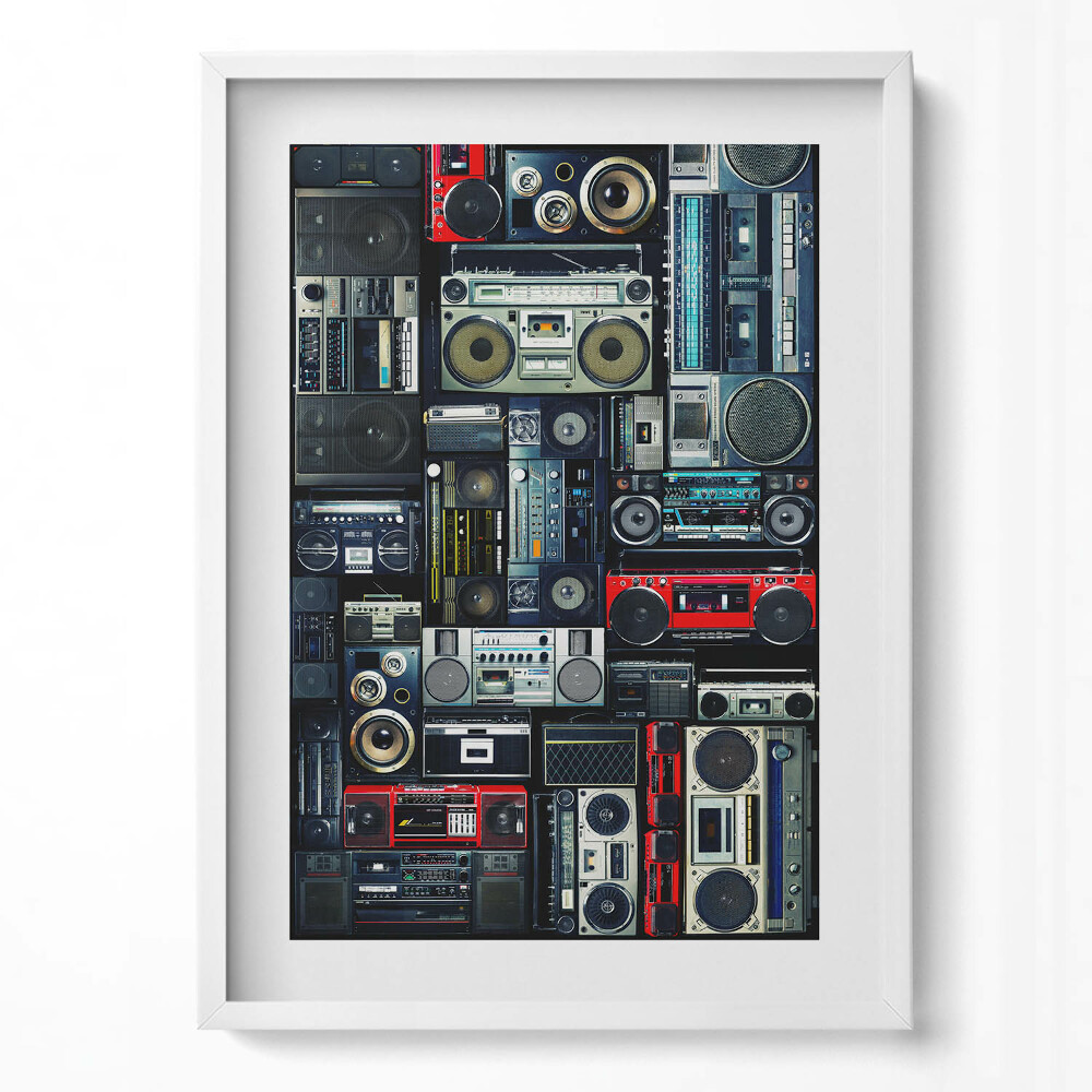 Tablou living cu rama modern Muzică - Boombox vintage
