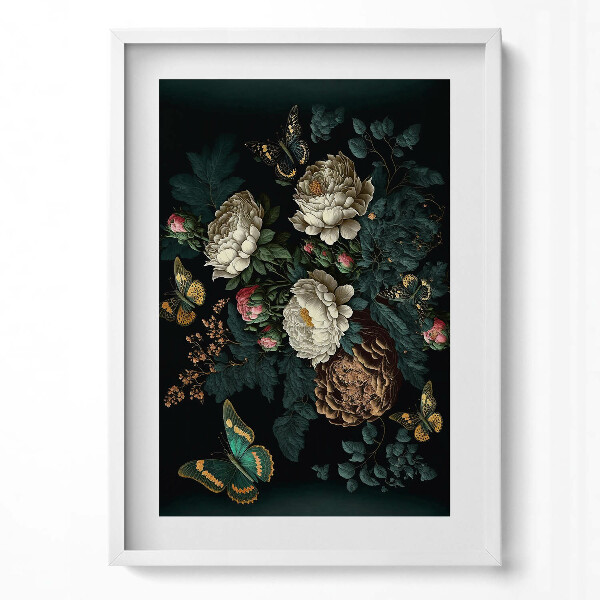 Tablou living cu rama modern Model botanic de flori