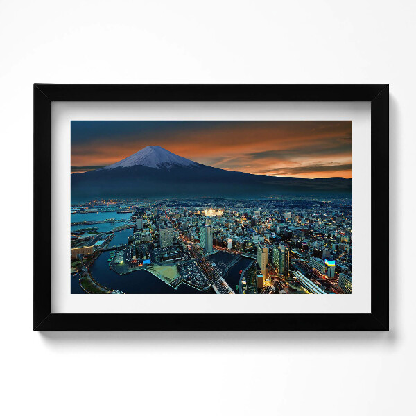 Tablou living cu rama original Vedere a orașului Tokyo și a Muntelui Fuji