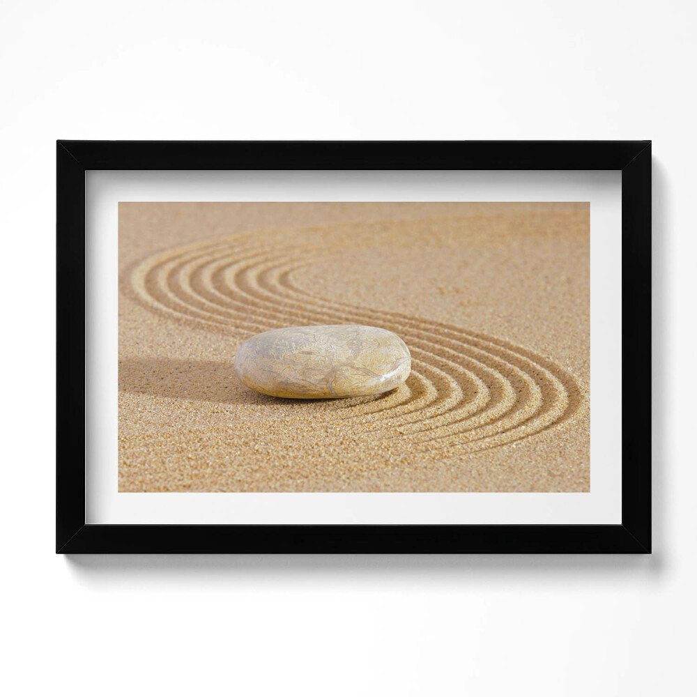 Tablou rama original Piatră singuratică în nisip - zen