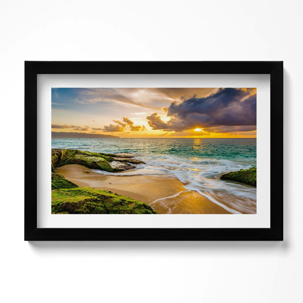 Tablou living cu rama original Malul plajei la apus