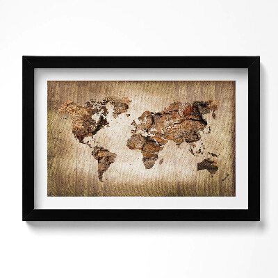 Tablou living cu rama original Hartă a lumii din lemn