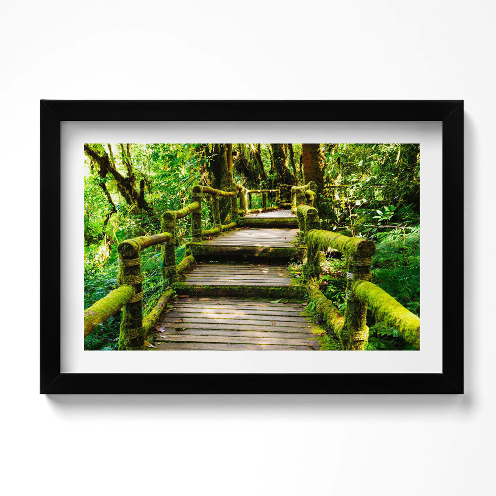 Tablou living cu rama original Alee din lemn - agroturism