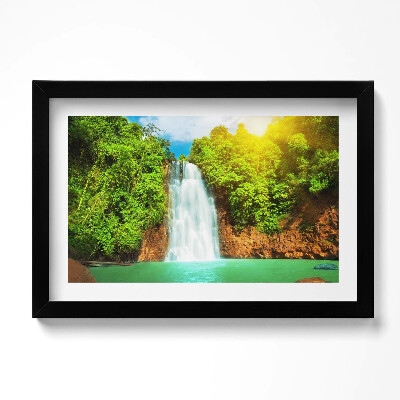 Tablou rama original Peisaj cu o cascadă printre verdeață