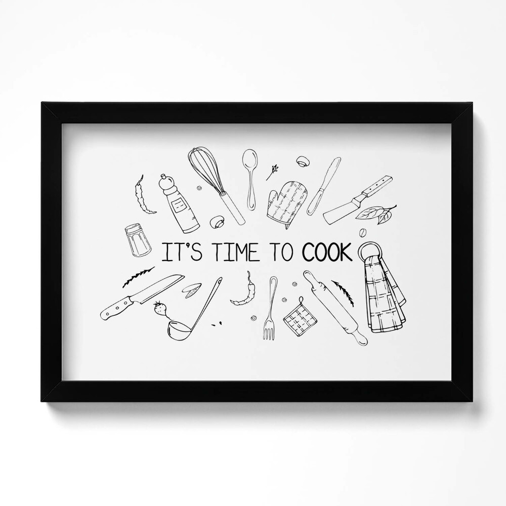 Tablou rama original E timpul să gătim - semn de bucătărie