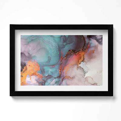 Tablou living cu rama original Marmură aurie turcoaz