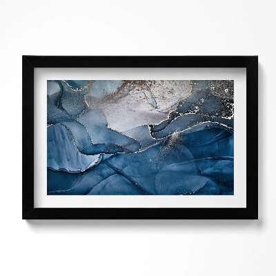 Tablou living cu rama original Abstract albastru cu auriu