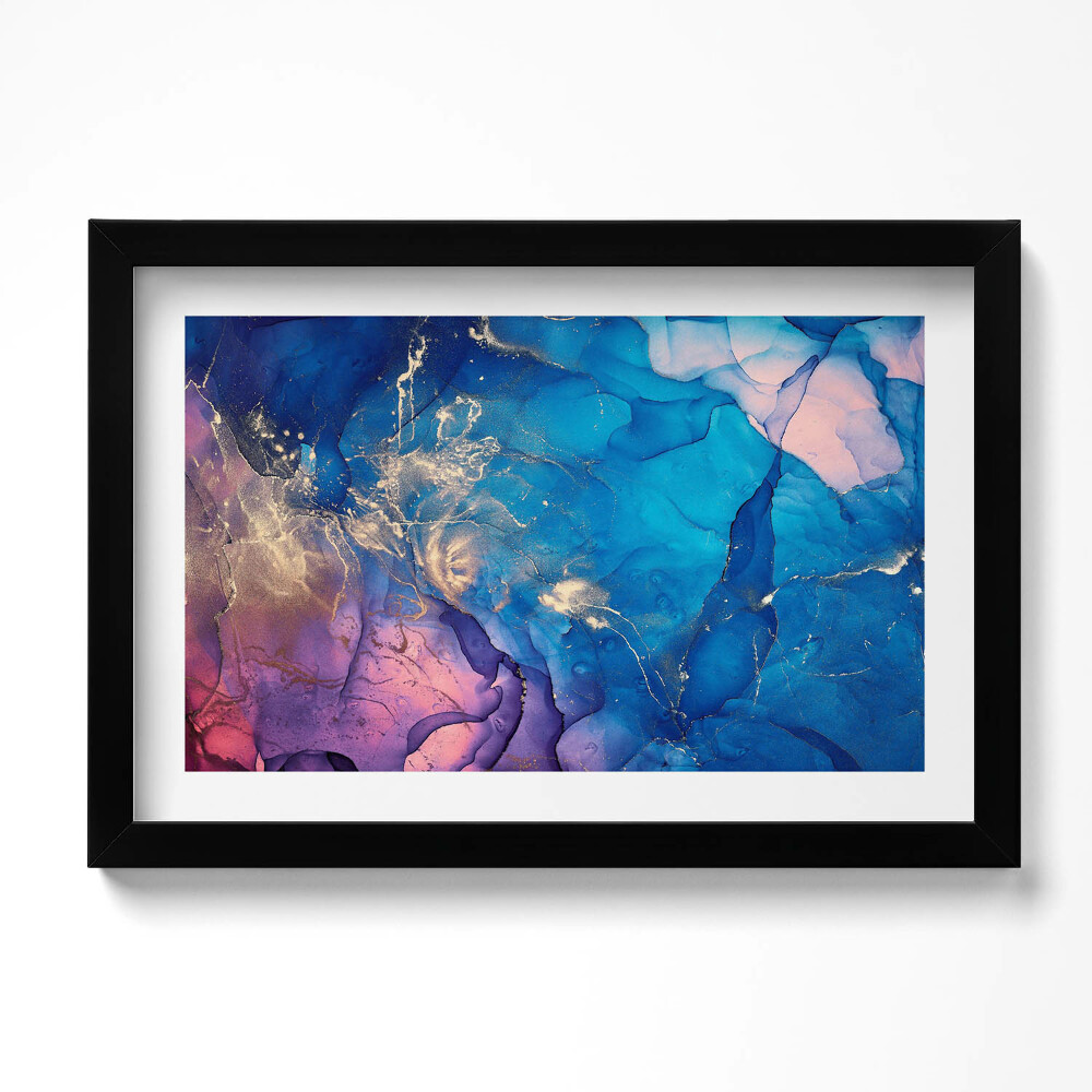 Tablou rama original Abstract albastru cu roz