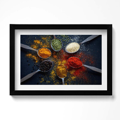 Tablou living cu rama original Linguri de bucătărie cu condimente colorate