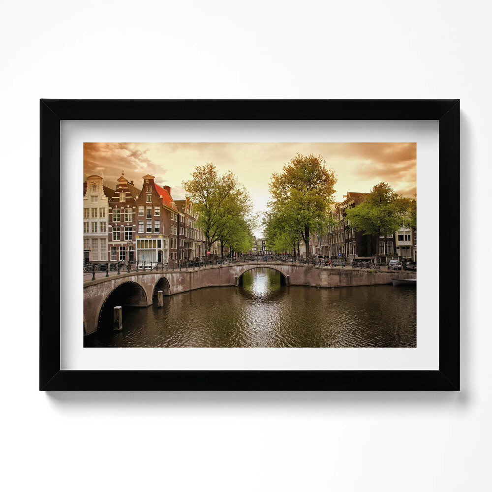 Tablou rama original Canalele din Amsterdam în interiorul orașului