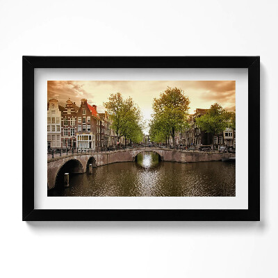 Tablou rama original Canalele din Amsterdam în interiorul orașului