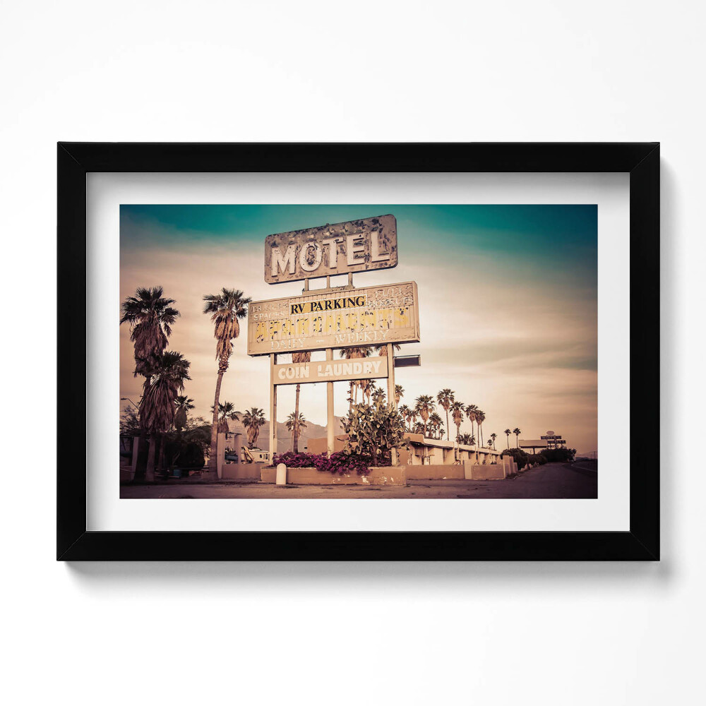 Tablou rama original Indicator de motel pe marginea drumului SUA