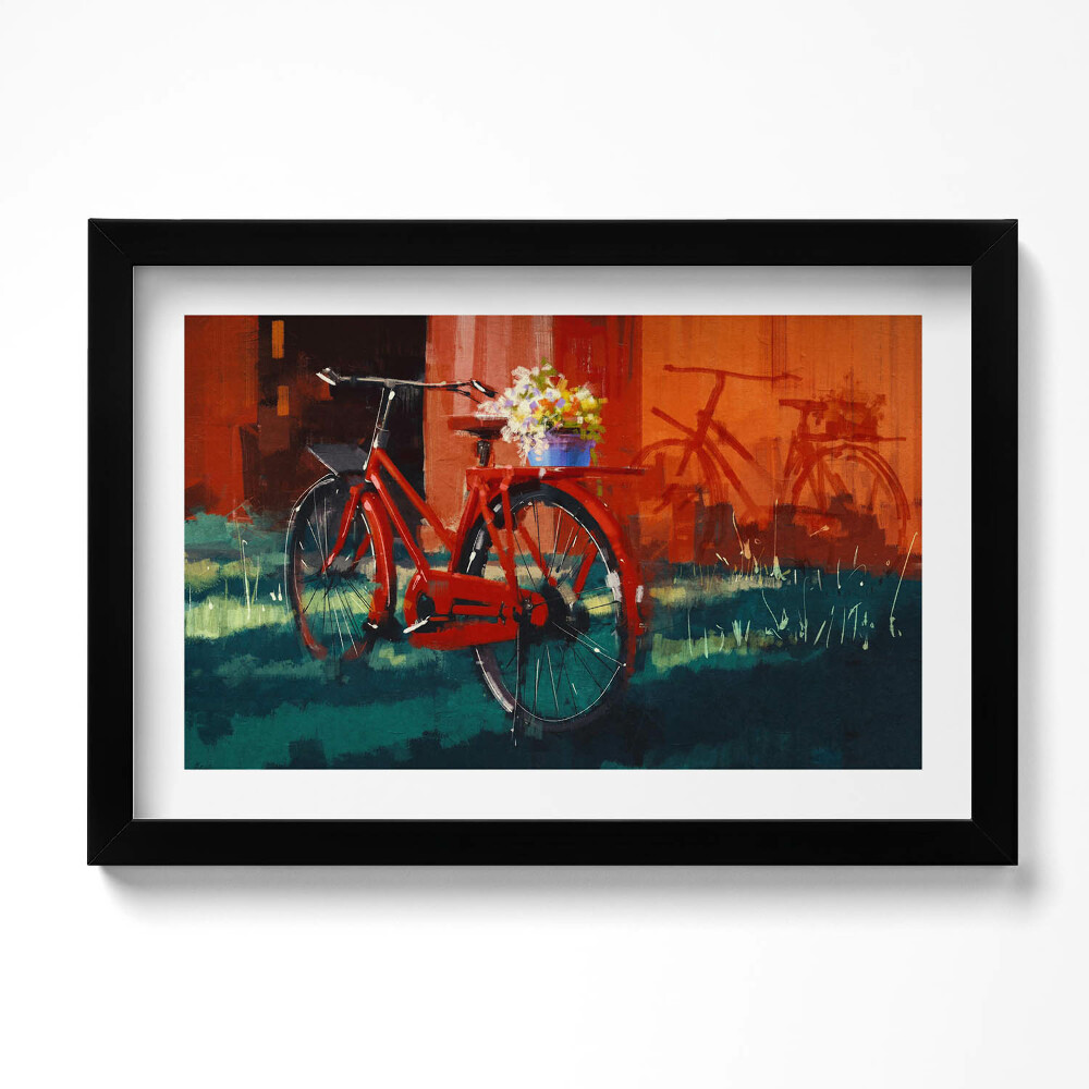 Tablou rama original O bicicletă cu un aranjament floral