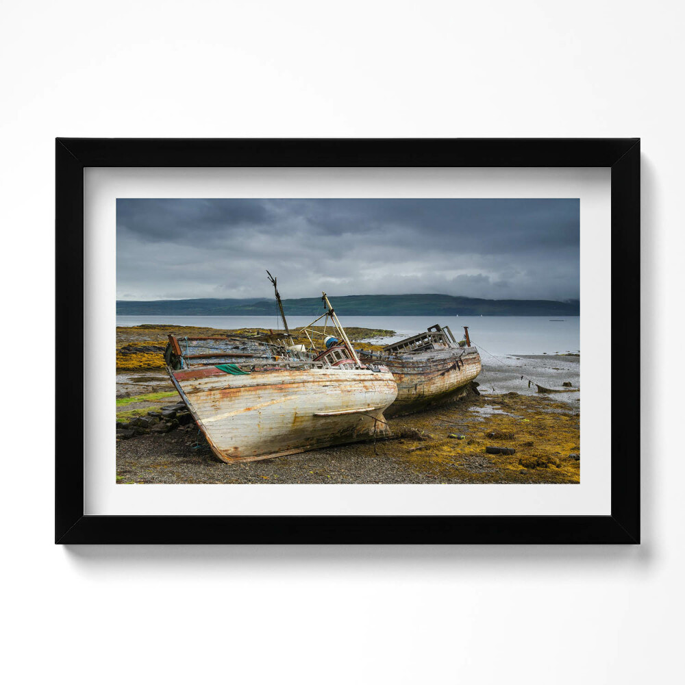 Tablou living cu rama original Golful Salen și bărcile