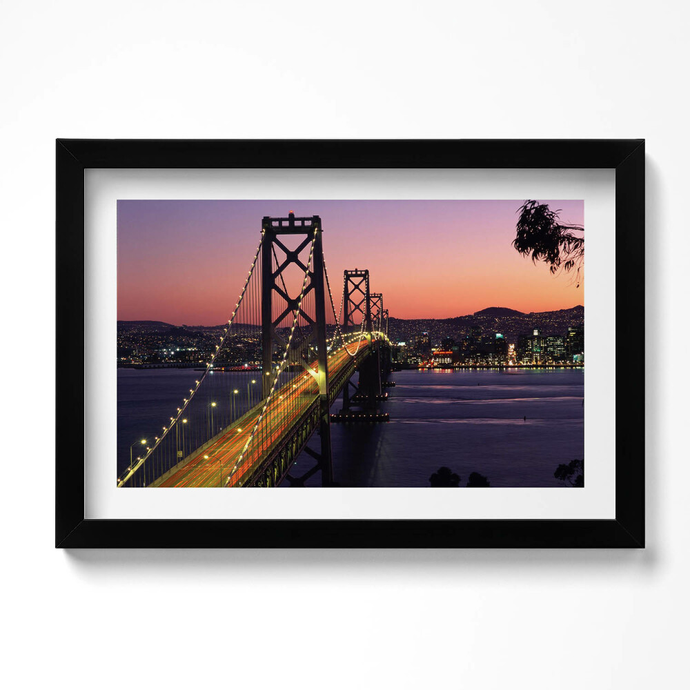 Tablou rama original Podul și apusul de soare din San Francisco