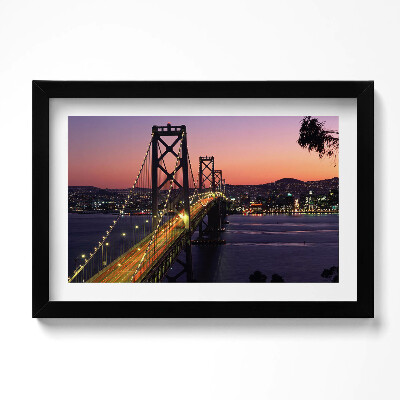 Tablou rama original Podul și apusul de soare din San Francisco