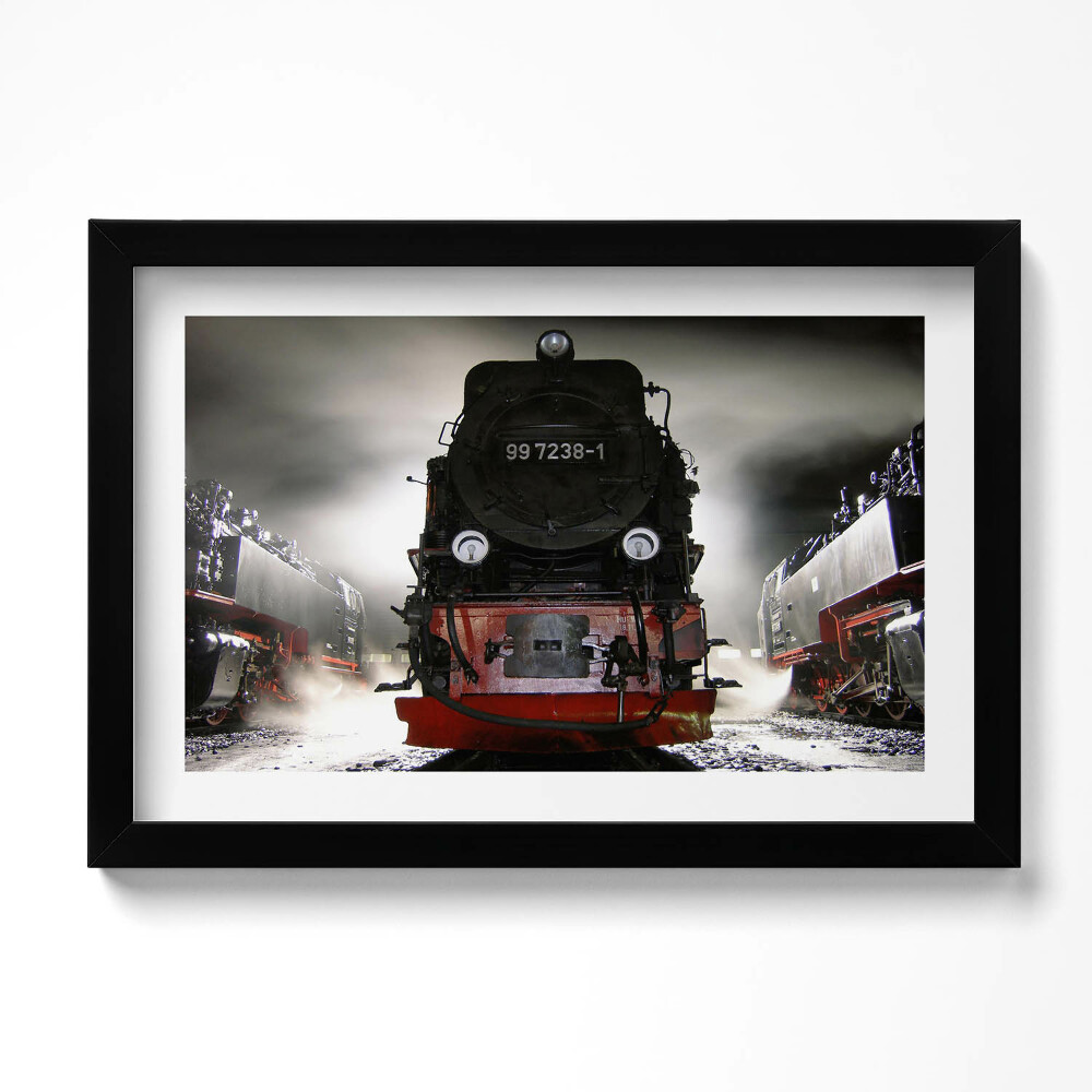 Tablou rama original Locomotive noaptea